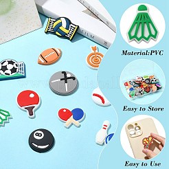 40個 20スタイル PVCカボション  スポーツのテーマ  混合図形  ミックスカラー  22~40.5x27~34.5〜X 3~4mm  2個/スタイル&nbsp;FIND-CJ0011-20