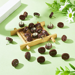 30Pcs Coffee Bean Shape Opaque Resin with Iron Drawing Pins&nbsp;AJEW-TADJ00003