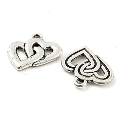 合金ペンダント  カドミウムフリー＆鉛フリー  ダブルハート  アンティークシルバー  18x18x2mm  穴：1.2mm  約588個/1000g&nbsp;LS-FIND-G065-19AS