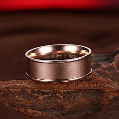 メンズステンレススチールフィンガー指輪  ワイドバンドリング  ローズゴールド  usサイズ8（18.1mm）&nbsp;RJEW-BB27601-B-8