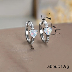 ハートブラスマイクロパヴェクリアキュービックジルコニアフープピアス  アクリルと  プラチナ  6x6mm&nbsp;WGF4C00-01