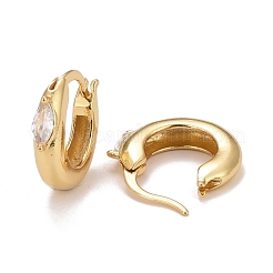 Clear Cubic Zirconia Horse Eye Hoop Earrings&nbsp;EJEW-C022-15G