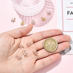 真鍮製チャーム10個  ガラスと  花  ゴールドカラー  ミックスカラー  10x8x4mm  穴：1.2mm&nbsp;KK-YW0004-05