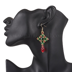 304 Stainless Steel Rhombus with Teardrop Dangle Earrings&nbsp;EJEW-MZ00620-01