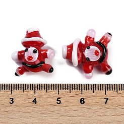 手作りランプワークビーズ  雪だるま  レッド  19~21x18~21x11~12mm  穴：1.8~2mm&nbsp;LAMP-I027-02