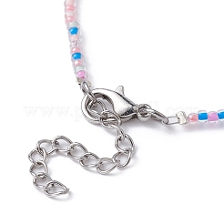 Luster Glass Seed Beaded Necklace with Alloy Clasps&nbsp;NJEW-JN04366