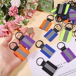 30Pcs 5 Colors Reflective Rectangle Polyester Pendant Keychains&nbsp;KEYC-CO0001-02