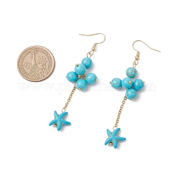 6 Pairs Synthetic Turquoise Dangle Earrings&nbsp;EJEW-JE06505-01