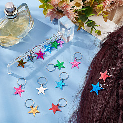 80Pcs 8 Colors Plastic Sequins Star Hair Braid Pendant&nbsp;KY-CP0001-02
