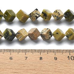 ナチュラルイエローターコイズ（ジャスパー）ビーズ連売り  菱形  8x8x6mm  穴：0.8mm  約47個/連  15.55インチ（39.5cm）&nbsp;G-C135-D05-02