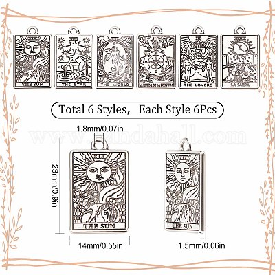 Sunnyclue 1 ボックス 36 個のタロットチャーム タロットカード
