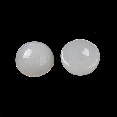 ガラスカボション  天然石風  半円  ホワイト  8x4mm&nbsp;GLAA-B017-07A-01-1