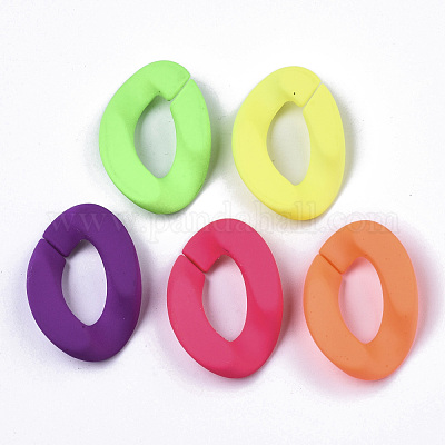 Opaque Spray Painted Acrylic Linking Rings&nbsp;OACR-R249-03-1