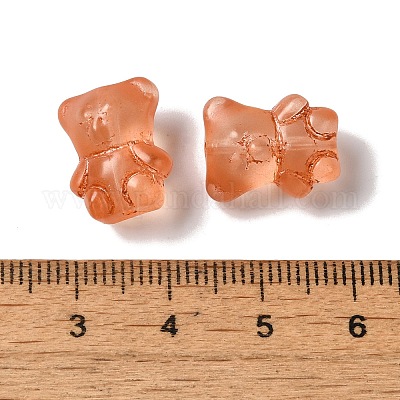透明なランプワークビーズ  クマ  ライトサーモン  15x12x9mm  穴：1mm  約57~62個/100g&nbsp;LAMP-P065-06A-07-1