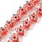 Transparent Glass Beads Strands, Hand Painted Beads, with Enamel, Star with Sakura Pattern, Orange, 13x13.5x6~7mm, Hole: 1mm, about 33pcs/strand, 14.72 inch(37.4cm)