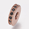 Brass Micro Pave Cubic Zirconia Bead Spacers, Cadmium Free & Lead Free, Flat Round, Black, Rose Gold, 8x2mm, Hole: 3mm