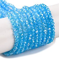 電気メッキガラスビーズ連売りを焼く  ABカラー  多面カット  ロンデル  ダークスレートブルー  2.9~3.3x2mm  穴：0.7mm  約135~140個/連  32~34cm&nbsp;X-DGLA-A039-J2MM-B12