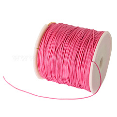 Braided Nylon Thread, Chinese Knotting Cord for Beading Jewelry Making Macrame Craft, Hot Pink, 0.8mm, about 100yards/roll