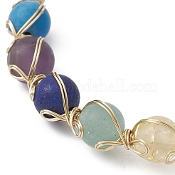 Natural & Synthetic Mixed Gemstone Beaded Cuff Bangle&nbsp;BJEW-JB09592