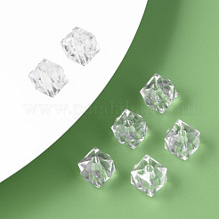 透明なアクリルビーズ  多面カット  キューブ  透明  10x11x11mm  穴：2mm  約670個/500g&nbsp;MACR-S373-132-B01