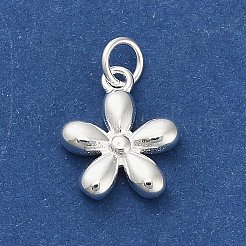 スターリングシルバーの花チャーム925個  丸カンとスタンプ925個付き  銀  12.5x11x3mm  穴：2.5mm&nbsp;STER-P071-14S