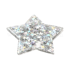 アクリル製スパンコールペンダント  スター  銀  42.5x45.5x2mm  穴：1.6mm&nbsp;MACR-M028-04D