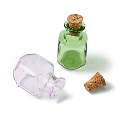 10Pcs 5 Colors Square Glass Cork Bottles Ornament&nbsp;GLAA-FS0001-72
