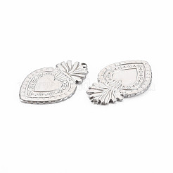 変色しない201ステンレススチールペンダント  神聖な心  ステンレス鋼色  30x19x1.5mm  穴：1.4mm&nbsp;STAS-S119-150P