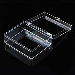 長方形ポリスチレンビーズ貯蔵容器  カバー付き  ジュエリービーズ用小さなアクセサリー  透明  15x13x5.5cm&nbsp;CON-N011-034