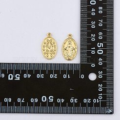 真鍮製ペンダント10個  長持ちメッキ  奇跡のメダル  聖母マリアとオーバル  18KGP本金メッキ  20.5x11.5x2mm  穴：1.4mm&nbsp;FIND-SZ0005-92