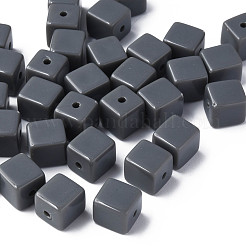 不透明なアクリルビーズ  キューブ  グレー  10.5x9.5x9.5mm  穴：2mm  約490個/500g&nbsp;MACR-S373-148-A03