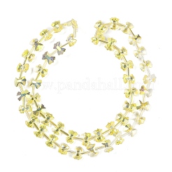 電気メッキガラスビーズセット  半分メッキ  蝶結び  きいろ  7x10x3mm  穴：1mm  約48個/連  19.69''（50センチメートル）&nbsp;EGLA-B007-03A-HP01