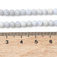 天然石ブルーレースアゲートビーズ連売り  ラウンド  4mm  穴：0.7mm  約103個/連  15.75''（40センチメートル）&nbsp;G-G344-A06-4mm