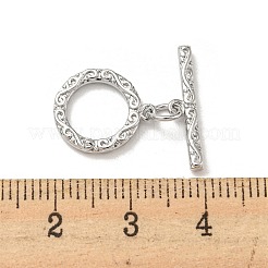 真鍮製マンテル  カドミウムフリー＆ニッケルフリー＆鉛フリー  プラチナメッキ  長さ20mm  バー：4x18x2mm  リング：14x12x2mm  穴：1.2mm&nbsp;KK-Q809-32P
