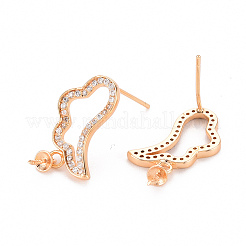 Brass Micro Pave Clear Cubic Zirconia Earring Findings&nbsp;KK-T062-234G-NF