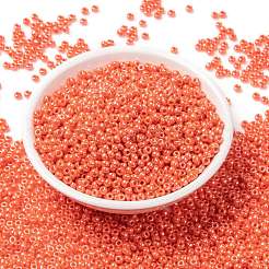 MIYUKIラウンドロカイユビーズ  日本製シードビーズ  （rr424)不透明なオレンジ色の光沢  8/0  3mm  穴：1mm  約422~455PCS /ボトル  10 G /ボトル&nbsp;SEED-JP0009-RR0424