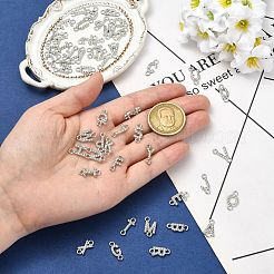26個 26スタイル 合金クリスタル ラインストーン コネクターチャーム  a~z の文字リンク  プラチナ  15x5.5~9.5x2mm  穴：1.8~2mm  1個/スタイル&nbsp;FIND-CJZ0001-001P