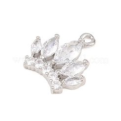 真鍮マイクロパヴェクリアキュービックジルコニアペンダント  クラウンチャーム  プラチナ  15.5x14.5x3mm  穴：1.4mm&nbsp;KK-D225-07P