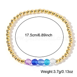 Elegant Brass & Faceted Glass Bead Stretch Bracelets&nbsp;CP7555-3