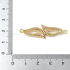 Rack Plating Brass Micro Pave Clear Cubic Zirconia Leaf Connector Charms&nbsp;KK-A234-081G