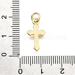 真鍮チャーム  クロス  長持ちメッキ  鉛フリー＆カドミウムフリー  ラックめっき  丸カン付き  18KGP本金メッキ  17x9x2mm  穴：3.5mm&nbsp;KK-Z100-23G
