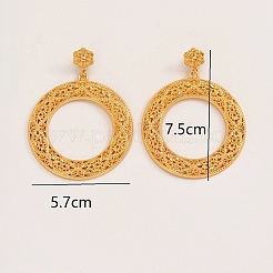 合金製円形中空スタッドピアス  ゴールドカラー  75x57mm&nbsp;OL8741