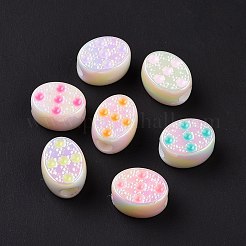 UV Plating Rainbow Iridescent Acrylic European Beads&nbsp;SACR-E009-35