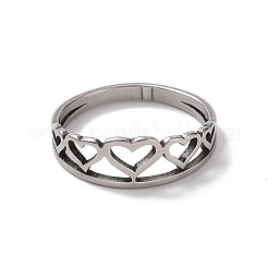 Non-Tarnish 201 Stainless Steel Hollow Heart Finger Ring for Valentine's Day&nbsp;RJEW-J051-35P