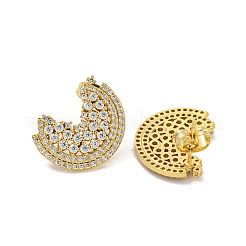 Brass Pave Clear Cubic Zirconia Stud Earrings&nbsp;EJEW-N054-53G