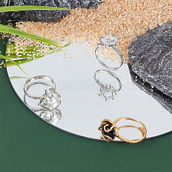 4Pcs 4 Style Adjustable Brass Ring Components&nbsp;RJEW-PH0005-23