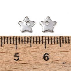 変色しない304ステンレススチールの五芒星チャームペンダント  ステンレス鋼色  5.5x5.5x1mm  穴：1mm&nbsp;X-STAS-Q171-03