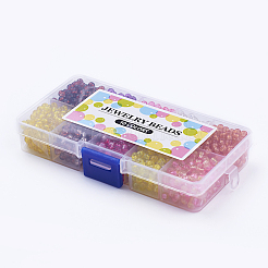 透明クラックガラスビーズ  ラウンド  ミックスカラー  4mm  穴：1.1~1.3mm  約1500~1550個/箱&nbsp;CCG-X0008-02-4mm