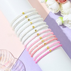 Pink Color Palette Glass Seed Beaded Stretch Bracelet Sets&nbsp;BJEW-MZ00102