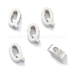 変色しにくい304ステンレススチールチャーム  アルファベット  ステンレス鋼色  文字.q  9x6x3mm  穴：1.8mm&nbsp;STAS-K216-41Q-P